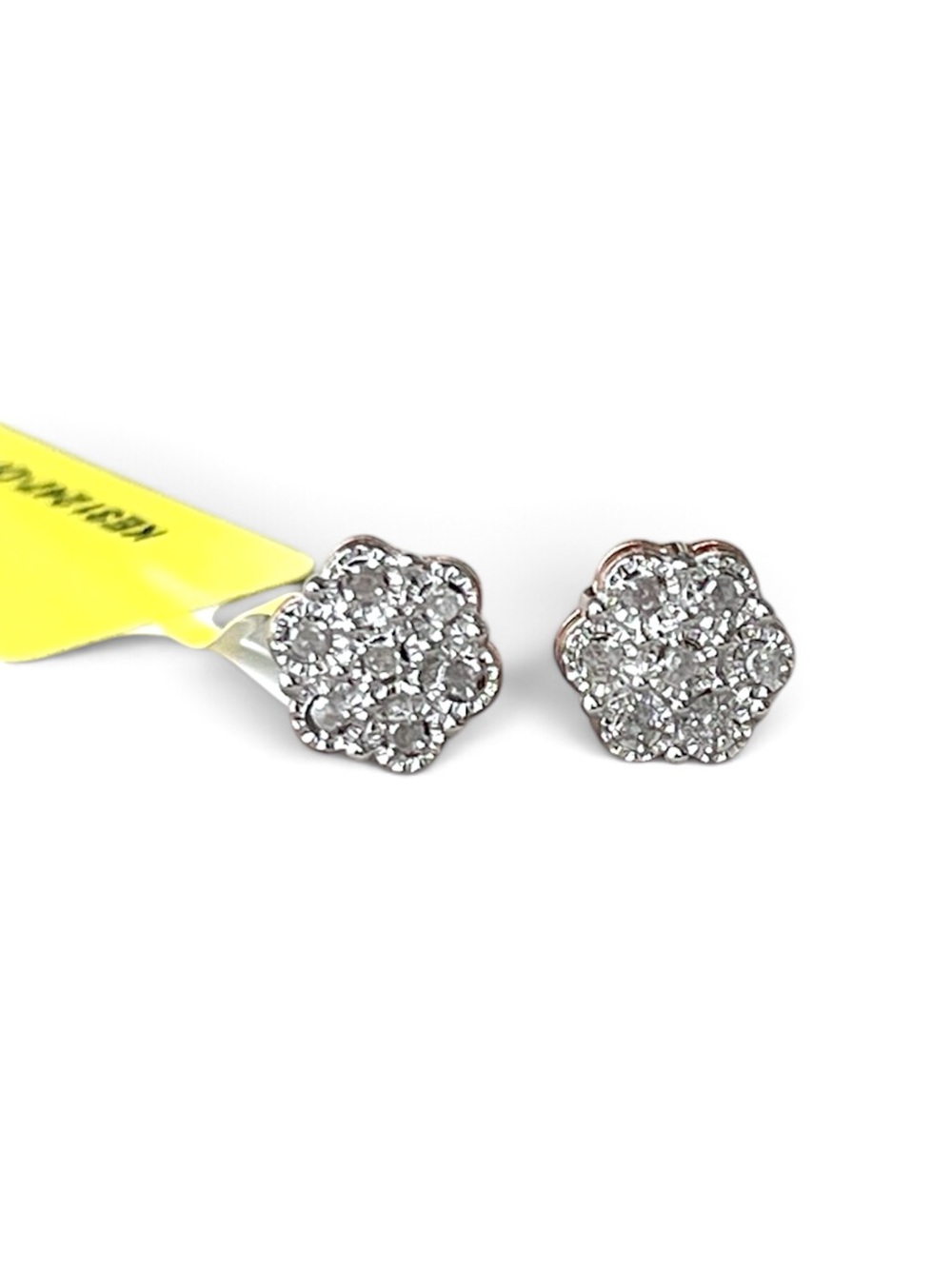 Rose Gold Over Sterling Silver Natural Diamond Flower Cluster Stud Earrings